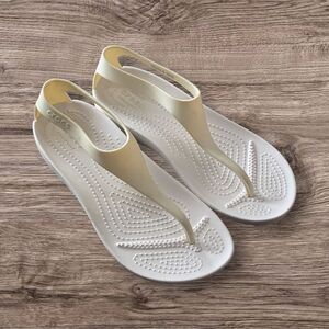 CROCS Kids Sandals in White and Pale Yellow